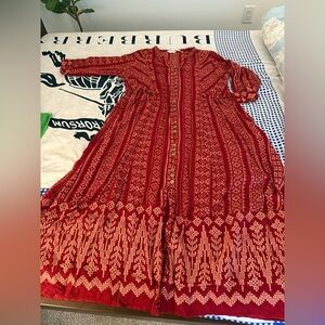 Red Patterned Maxi Dress